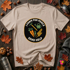 I Farm For Peace -- Send Help sarcastic graphic t-shirt in Natural by Snarky Sarks