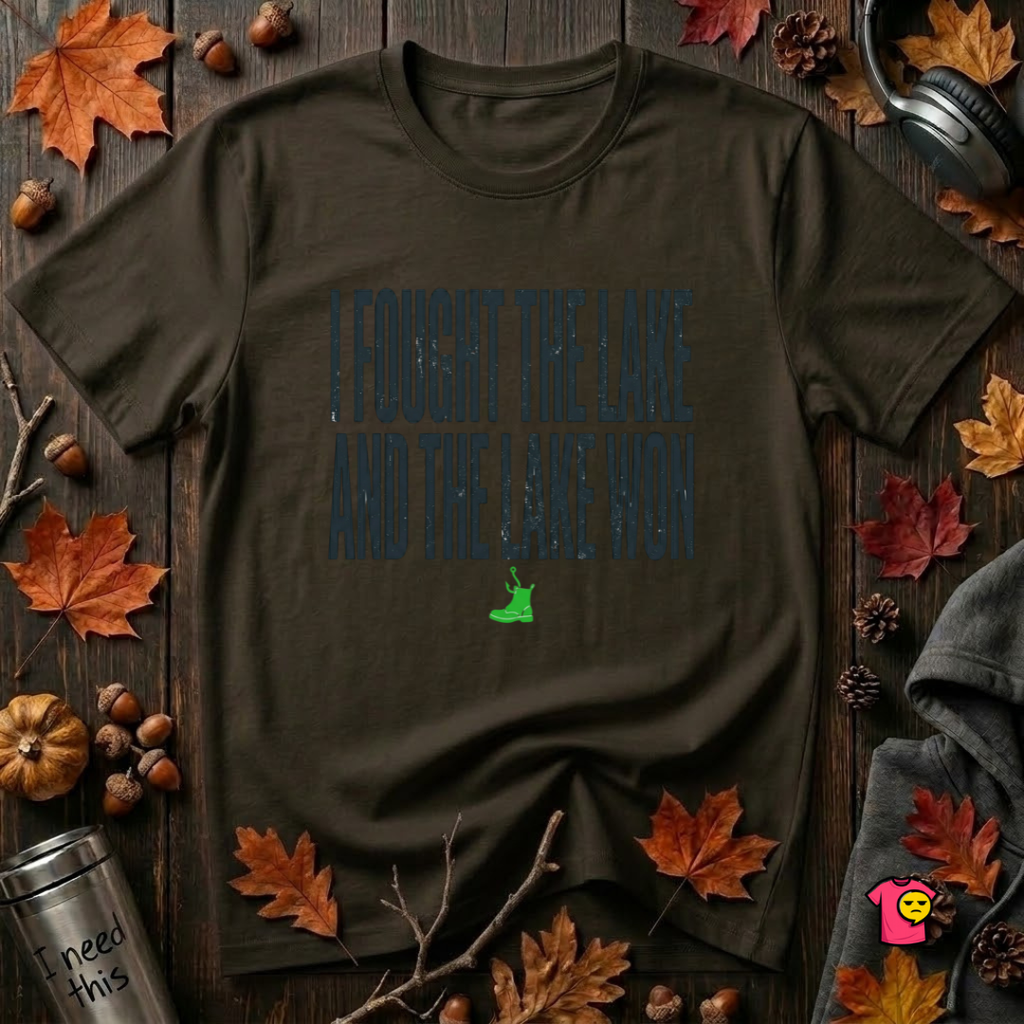 I Fought the Lake and the Lake Won sarcastic graphic t-shirt in Black by Snarky Sarks