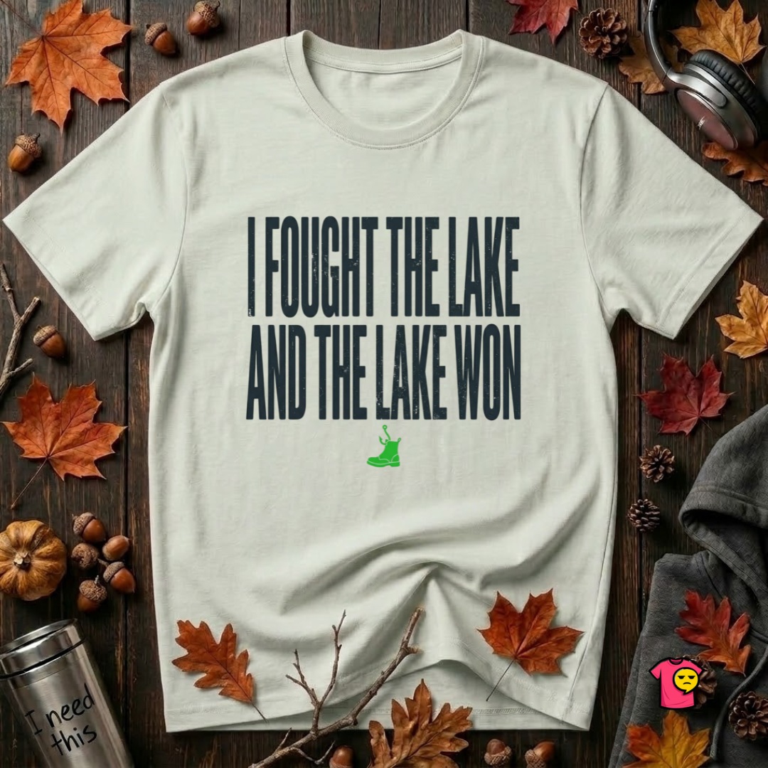 I Fought the Lake and the Lake Won sarcastic graphic t-shirt in Citron by Snarky Sarks
