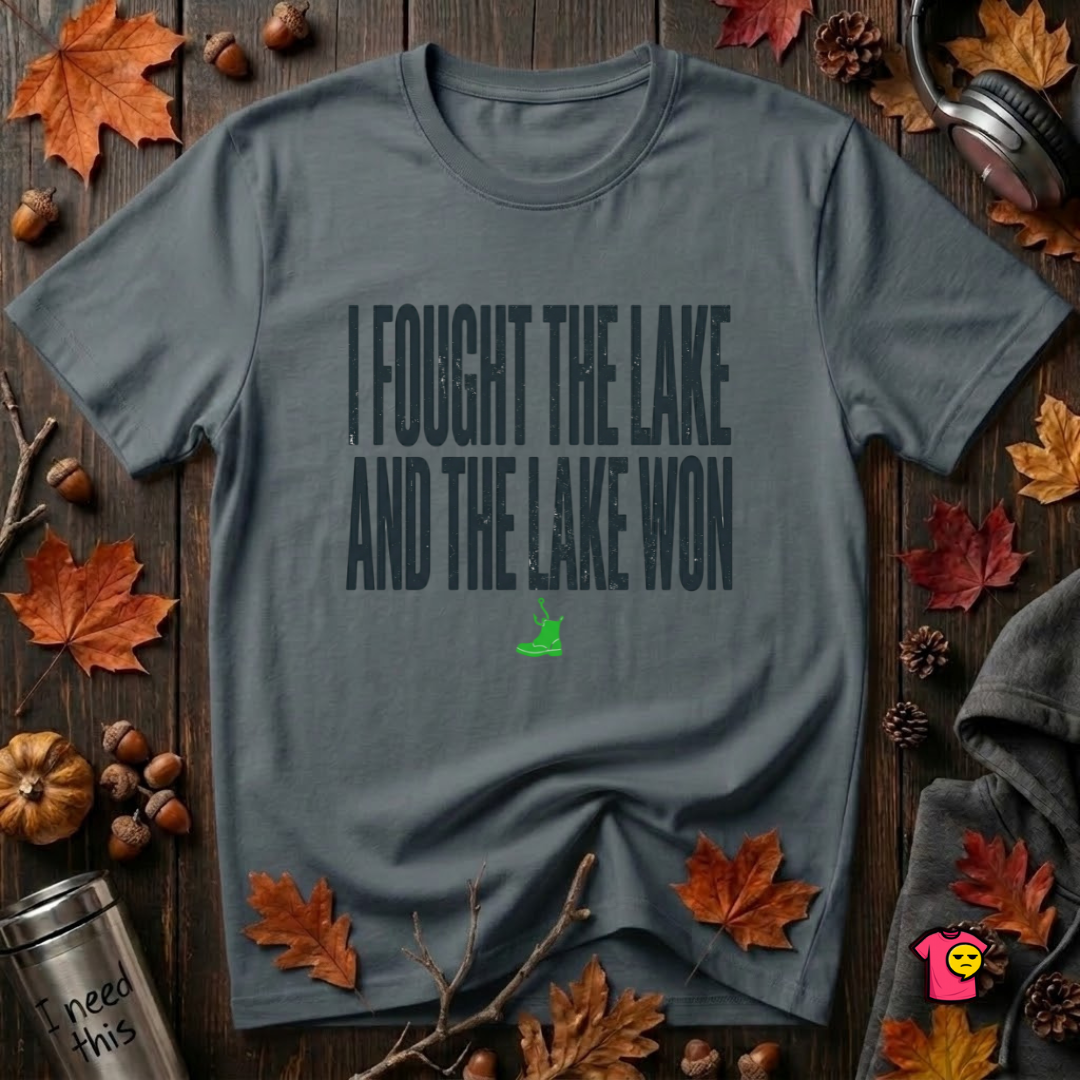 I Fought the Lake and the Lake Won sarcastic graphic t-shirt in Dark Gray by Snarky Sarks