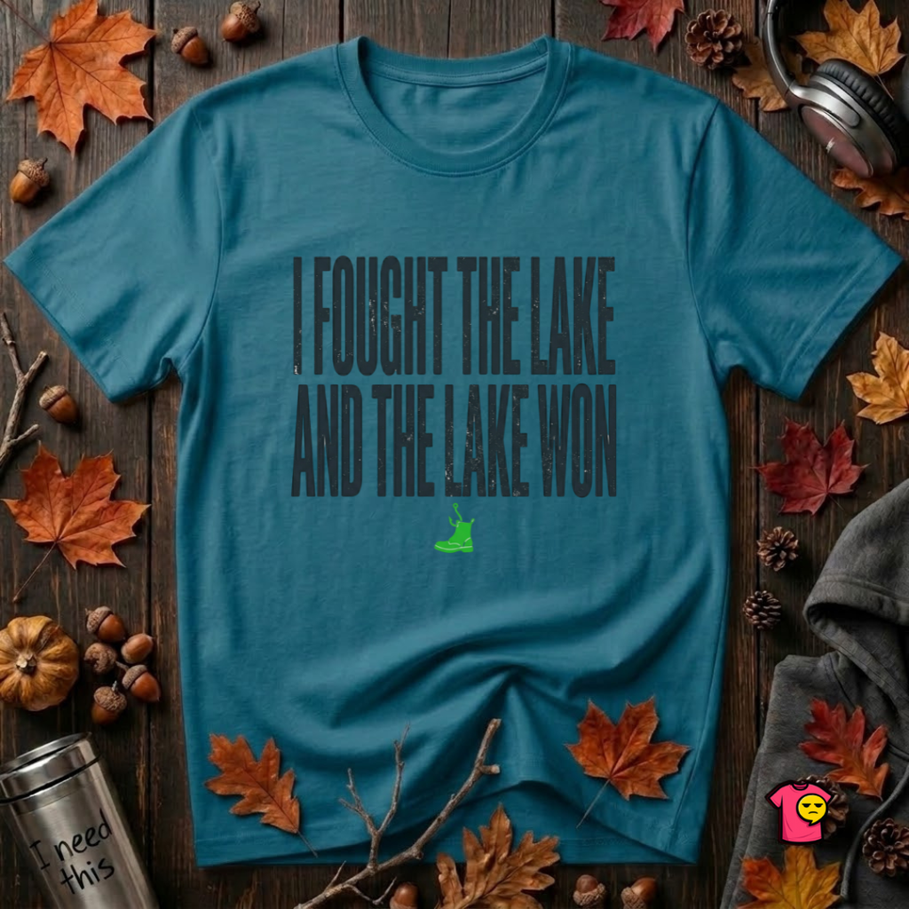 I Fought the Lake and the Lake Won sarcastic graphic t-shirt in Deep Teal by Snarky Sarks