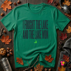 I Fought the Lake and the Lake Won sarcastic graphic t-shirt in Kelly by Snarky Sarks