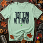 I Fought the Lake and the Lake Won sarcastic graphic t-shirt in Mint by Snarky Sarks