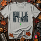 I Fought the Lake and the Lake Won sarcastic graphic t-shirt in Silver by Snarky Sarks