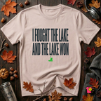 I Fought the Lake and the Lake Won sarcastic graphic t-shirt in Soft Pink by Snarky Sarks