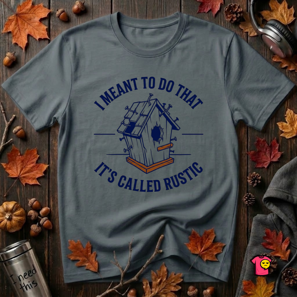 I Meant to do That -- It's Called Rustic sarcastic graphic t-shirt in Dark Gray by Snarky Sarks