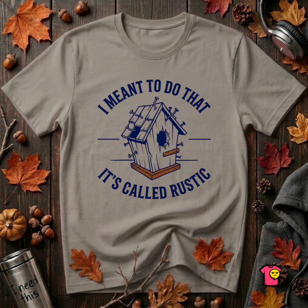 I Meant to do That -- It's Called Rustic sarcastic graphic t-shirt in Deep Heather by Snarky Sarks