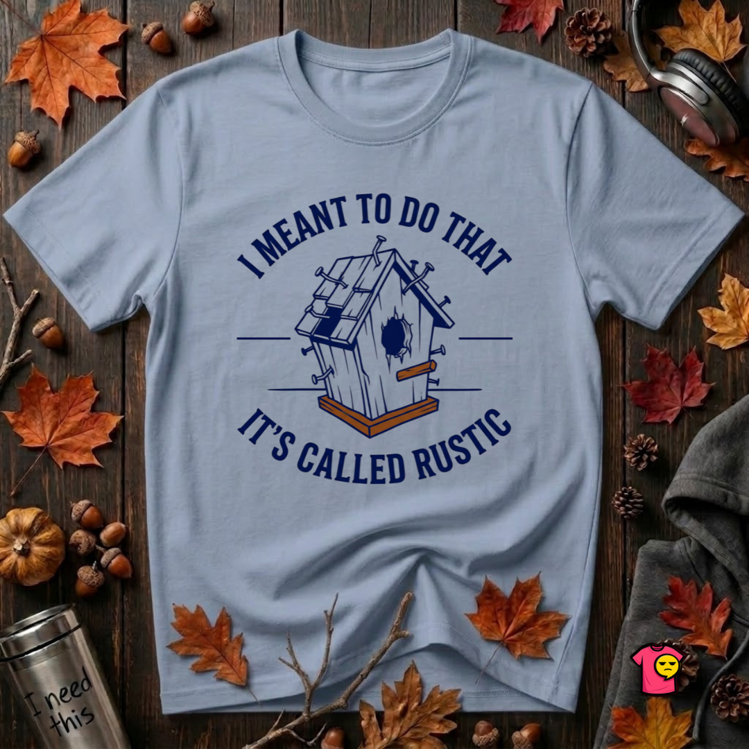 I Meant to do That -- It's Called Rustic sarcastic graphic t-shirt in Heather Prism Blue by Snarky Sarks