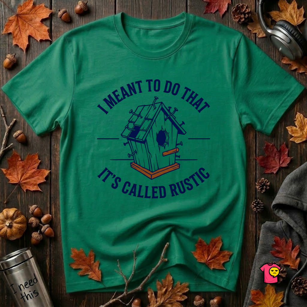 I Meant to do That -- It's Called Rustic sarcastic graphic t-shirt in Kelly by Snarky Sarks