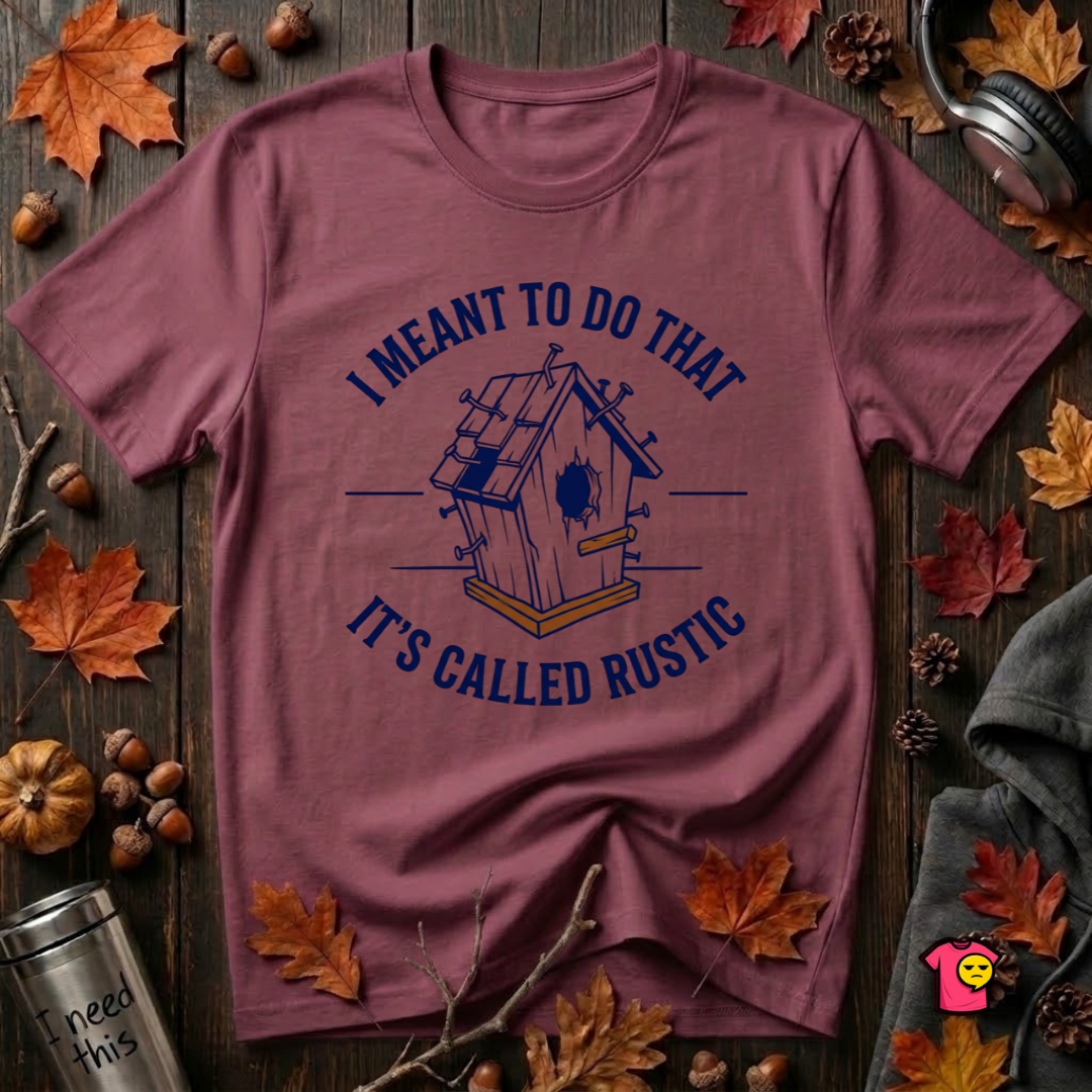 I Meant to do That -- It's Called Rustic sarcastic graphic t-shirt in Maroon by Snarky Sarks