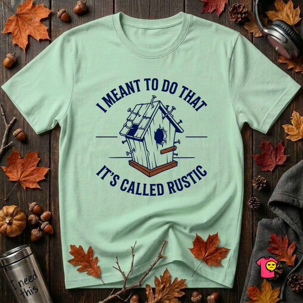 I Meant to do That -- It's Called Rustic sarcastic graphic t-shirt in Mint by Snarky Sarks