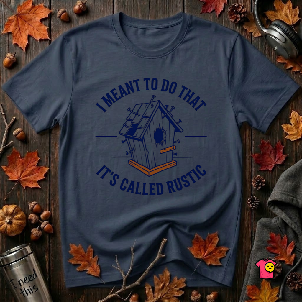 I Meant to do That -- It's Called Rustic sarcastic graphic t-shirt in Navy by Snarky Sarks