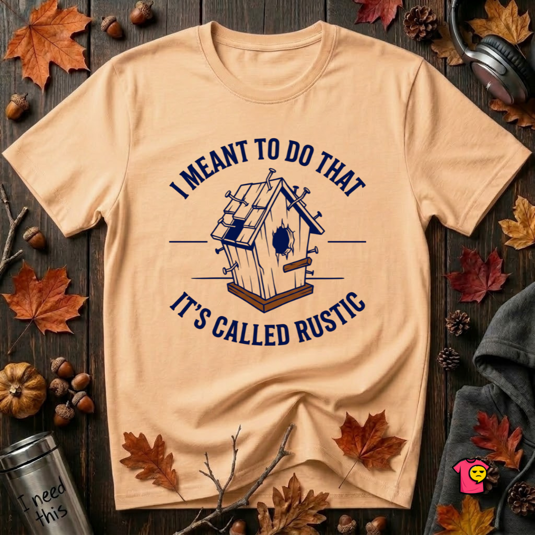 I Meant to do That -- It's Called Rustic sarcastic graphic t-shirt in Peach by Snarky Sarks
