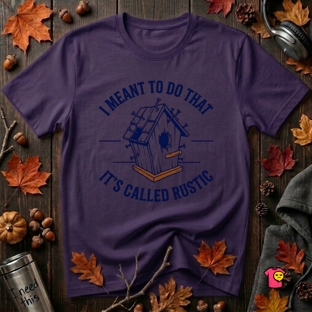 I Meant to do That -- It's Called Rustic sarcastic graphic t-shirt in Purple by Snarky Sarks