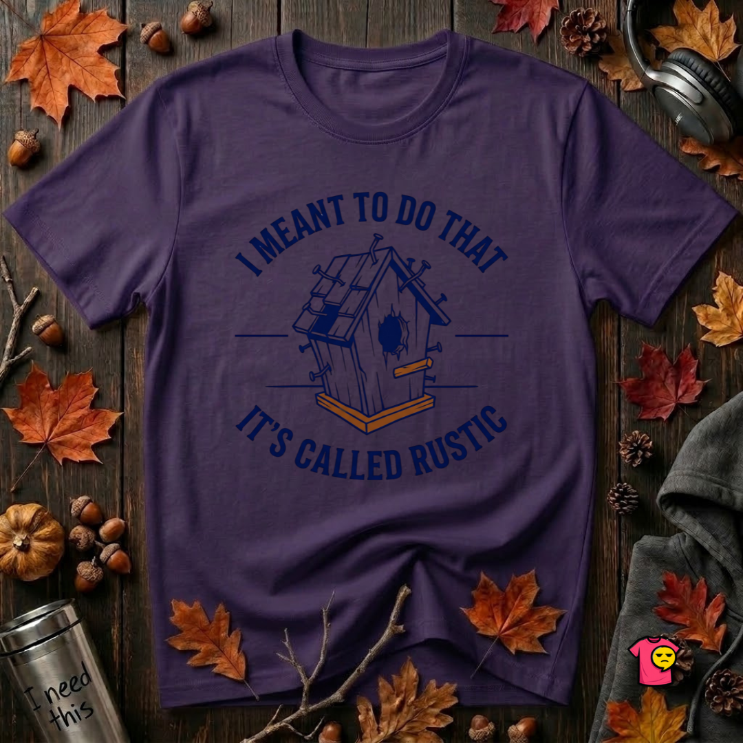 I Meant to do That -- It's Called Rustic sarcastic graphic t-shirt in Purple by Snarky Sarks