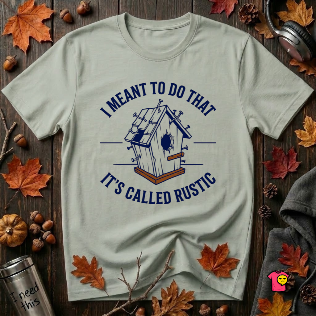 I Meant to do That -- It's Called Rustic sarcastic graphic t-shirt in Sage by Snarky Sarks
