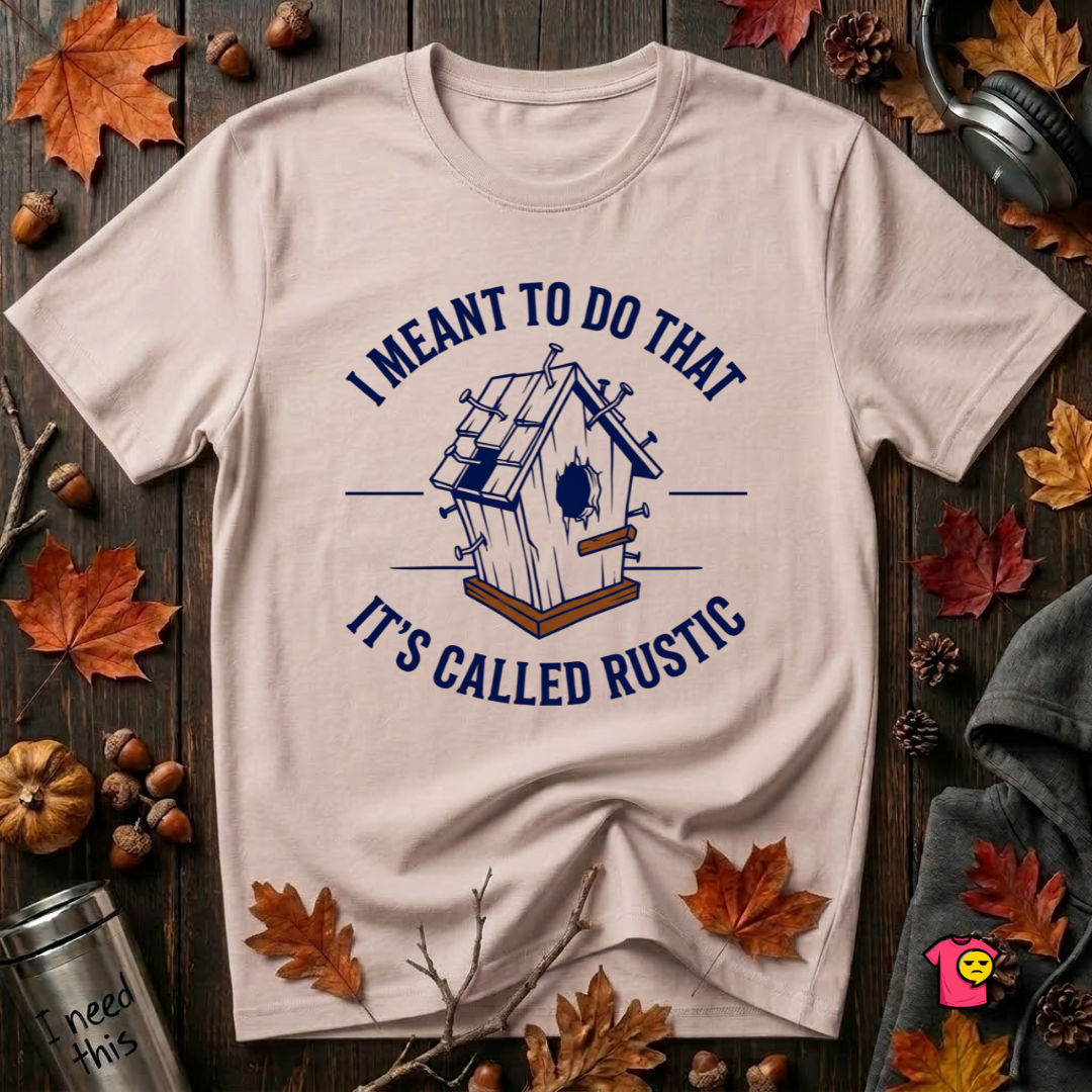 I Meant to do That -- It's Called Rustic sarcastic graphic t-shirt in Soft Pink by Snarky Sarks