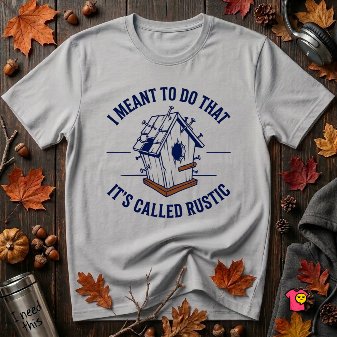 I Meant to do That -- It's Called Rustic sarcastic graphic t-shirt in Solid Athletic Gray by Snarky Sarks