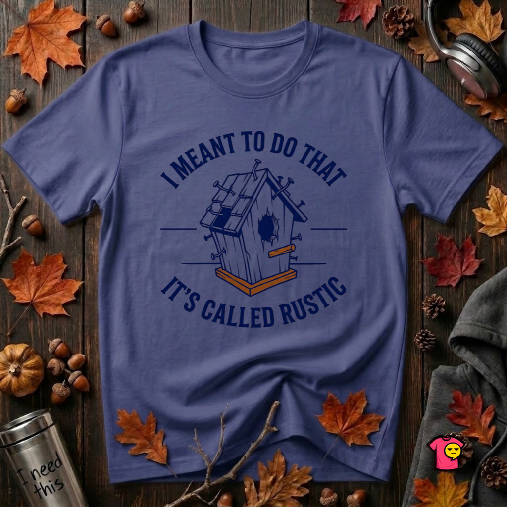 I Meant to do That -- It's Called Rustic sarcastic graphic t-shirt in Team Navy by Snarky Sarks
