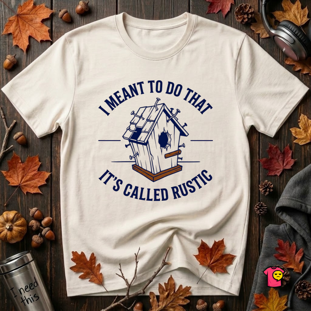 I Meant to do That -- It's Called Rustic sarcastic graphic t-shirt in White by Snarky Sarks