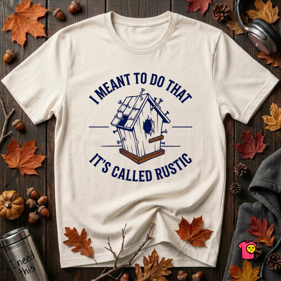 I Meant to do That -- It's Called Rustic sarcastic graphic t-shirt in White by Snarky Sarks