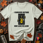 I Survived Outside...Leave Me Alone sarcastic graphic t-shirt in Citron by Snarky Sarks