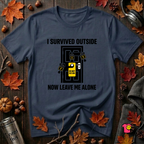 I Survived Outside...Leave Me Alone sarcastic graphic t-shirt in Navy by Snarky Sarks