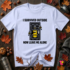 I Survived Outside...Leave Me Alone sarcastic graphic t-shirt in Ash by Snarky Sarks