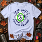 I'm Not Angry, I Just Have a New Hobby sarcastic graphic t-shirt in Ash by Snarky Sarks