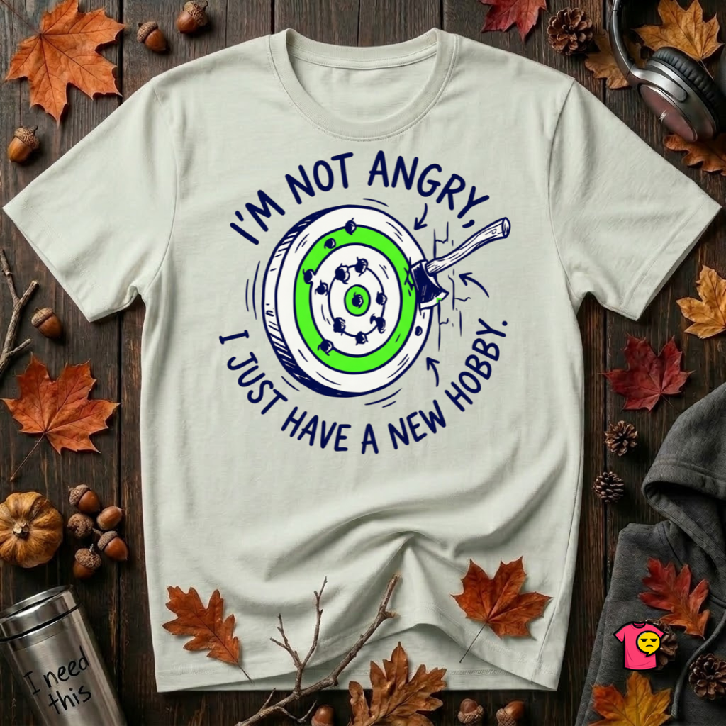 I'm Not Angry, I Just Have a New Hobby sarcastic graphic t-shirt in Citron by Snarky Sarks