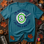 I'm Not Angry, I Just Have a New Hobby sarcastic graphic t-shirt in Deep Teal by Snarky Sarks