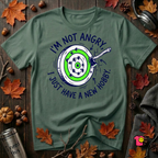 I'm Not Angry, I Just Have a New Hobby sarcastic graphic t-shirt in Heather Forest by Snarky Sarks