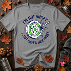 I'm Not Angry, I Just Have a New Hobby sarcastic graphic t-shirt in Heather Storm by Snarky Sarks