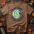 I'm Not Angry, I Just Have a New Hobby sarcastic graphic t-shirt in Sand Dune by Snarky Sarks