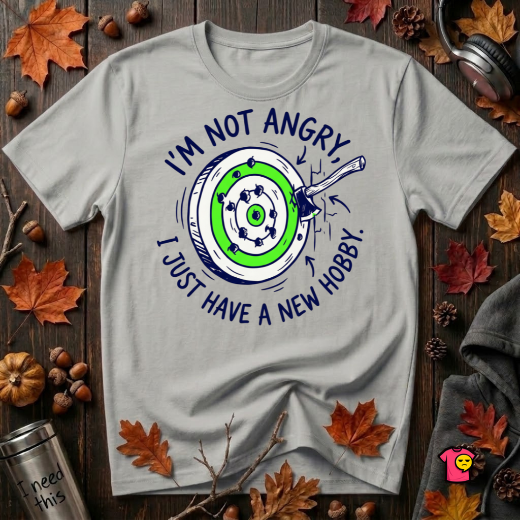 I'm Not Angry, I Just Have a New Hobby sarcastic graphic t-shirt in Silver by Snarky Sarks