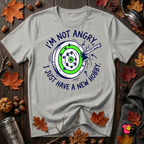 I'm Not Angry, I Just Have a New Hobby sarcastic graphic t-shirt in Silver by Snarky Sarks