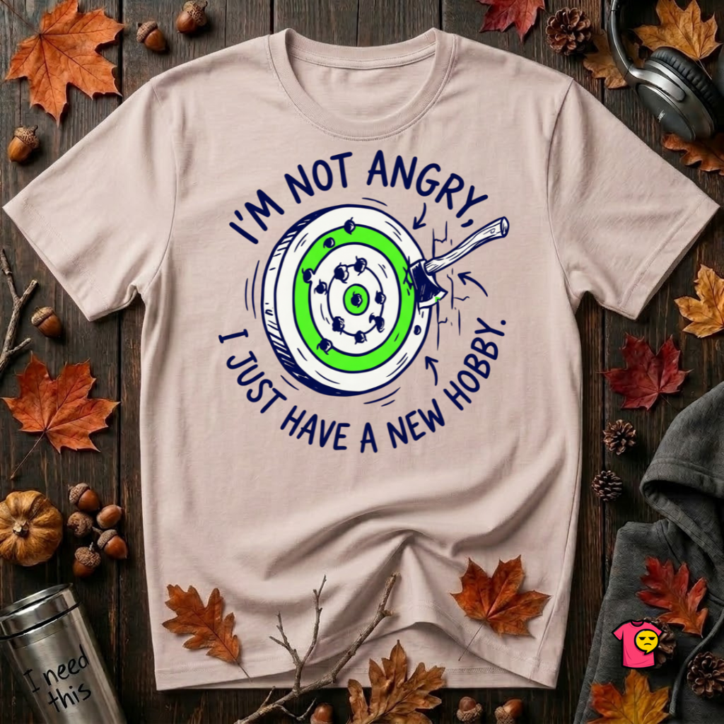 I'm Not Angry, I Just Have a New Hobby sarcastic graphic t-shirt in Soft Pink by Snarky Sarks