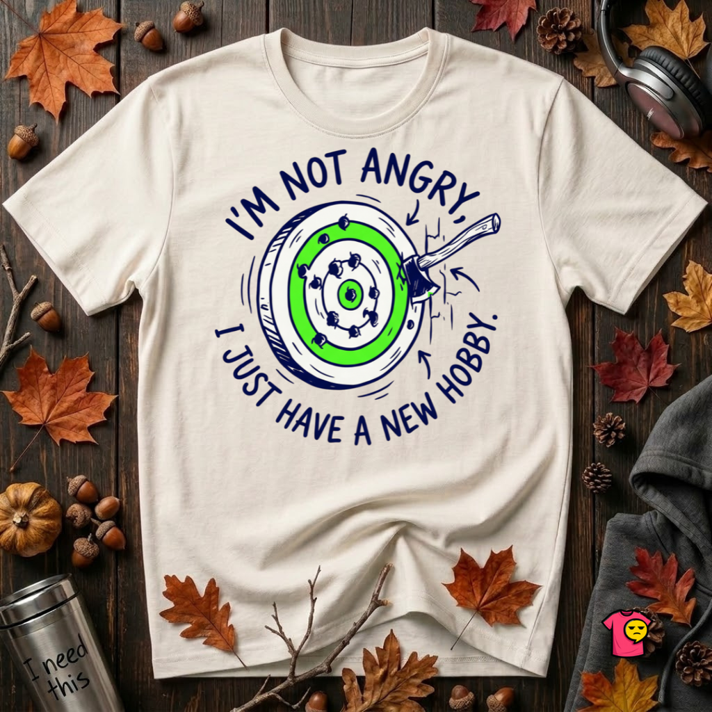 I'm Not Angry, I Just Have a New Hobby sarcastic graphic t-shirt in White by Snarky Sarks