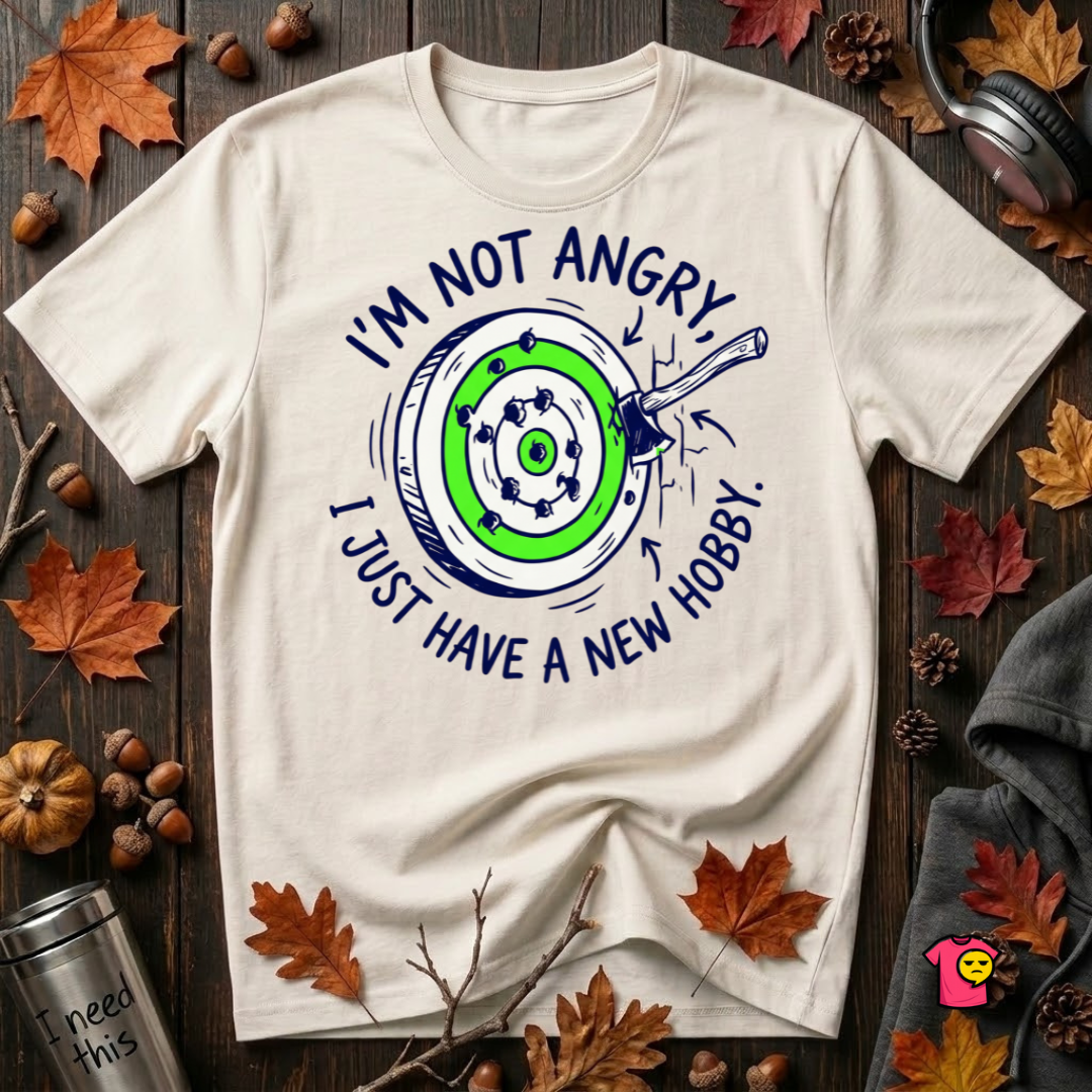 I'm Not Angry, I Just Have a New Hobby sarcastic graphic t-shirt in White by Snarky Sarks