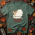 I'm Not Baking, I'm Coping sarcastic baking graphic t-shirt in Heather Forest by Snarky Sarks