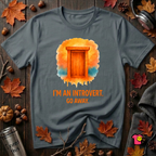 I'm an Introvert. Go Away. sarcastic graphic t-shirt in Dark Gray by Snarky Sarks
