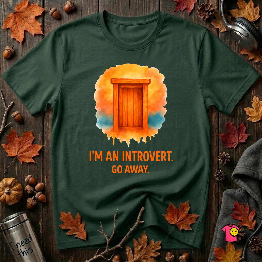 I'm an Introvert. Go Away. sarcastic graphic t-shirt in Forest by Snarky Sarks