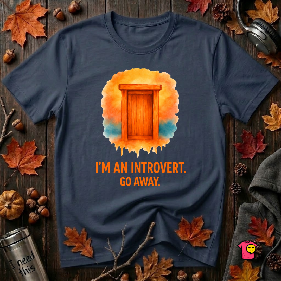 I'm an Introvert. Go Away. sarcastic graphic t-shirt in Navy by Snarky Sarks