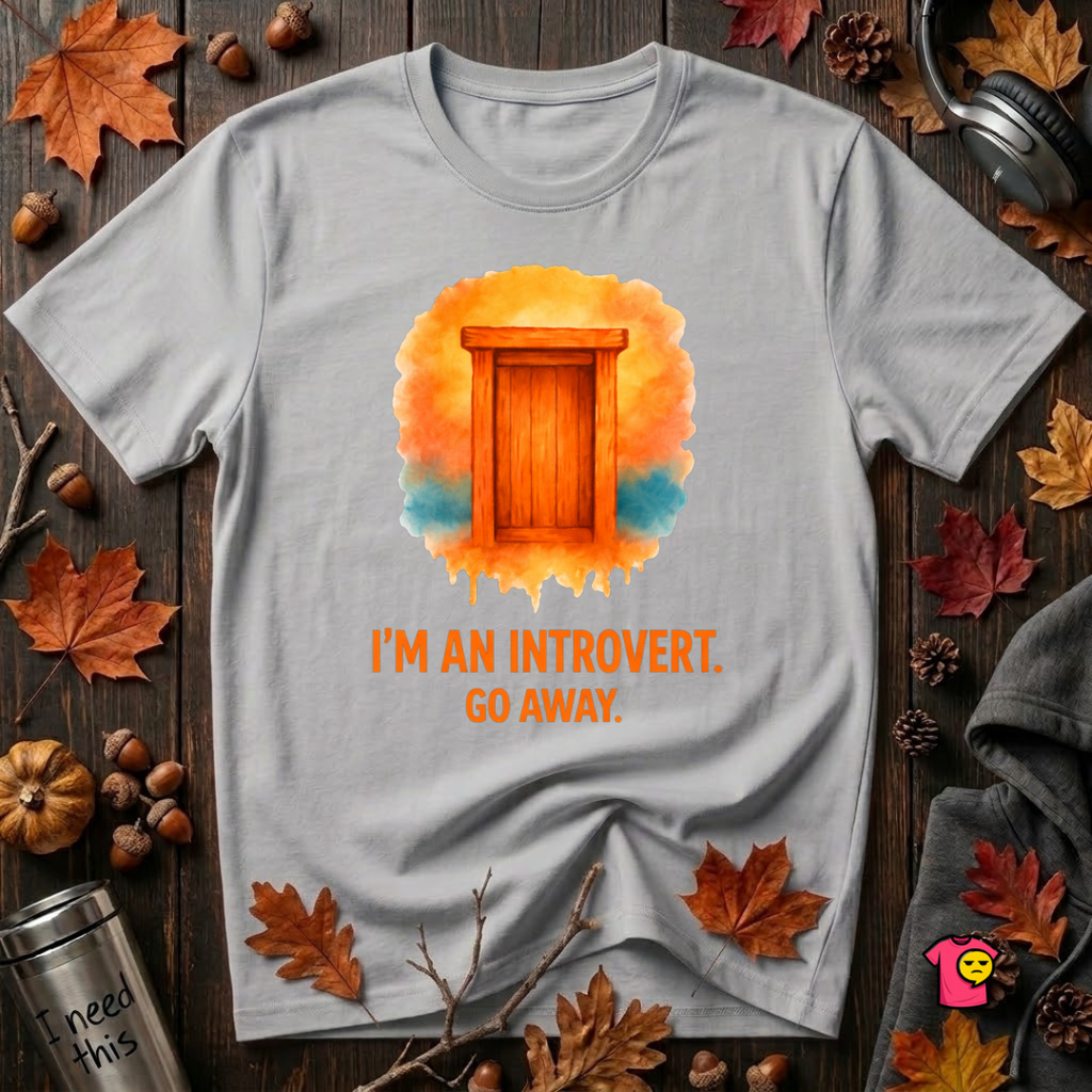 I'm an Introvert. Go Away. sarcastic graphic t-shirt in Solid Athletic Gray by Snarky Sarks