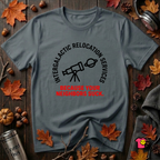 Intergalactic Relocation Services sarcastic graphic t-shirt in Dark Gray by Snarky Sarks