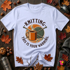 Knitting. This is Your Warning. sarcastic graphic t-shirt in Ash by Snarky Sarks