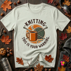 Knitting. This is Your Warning. sarcastic graphic t-shirt in Citron by Snarky Sarks