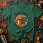 Knitting. This is Your Warning. sarcastic graphic t-shirt in Evergreen by Snarky Sarks