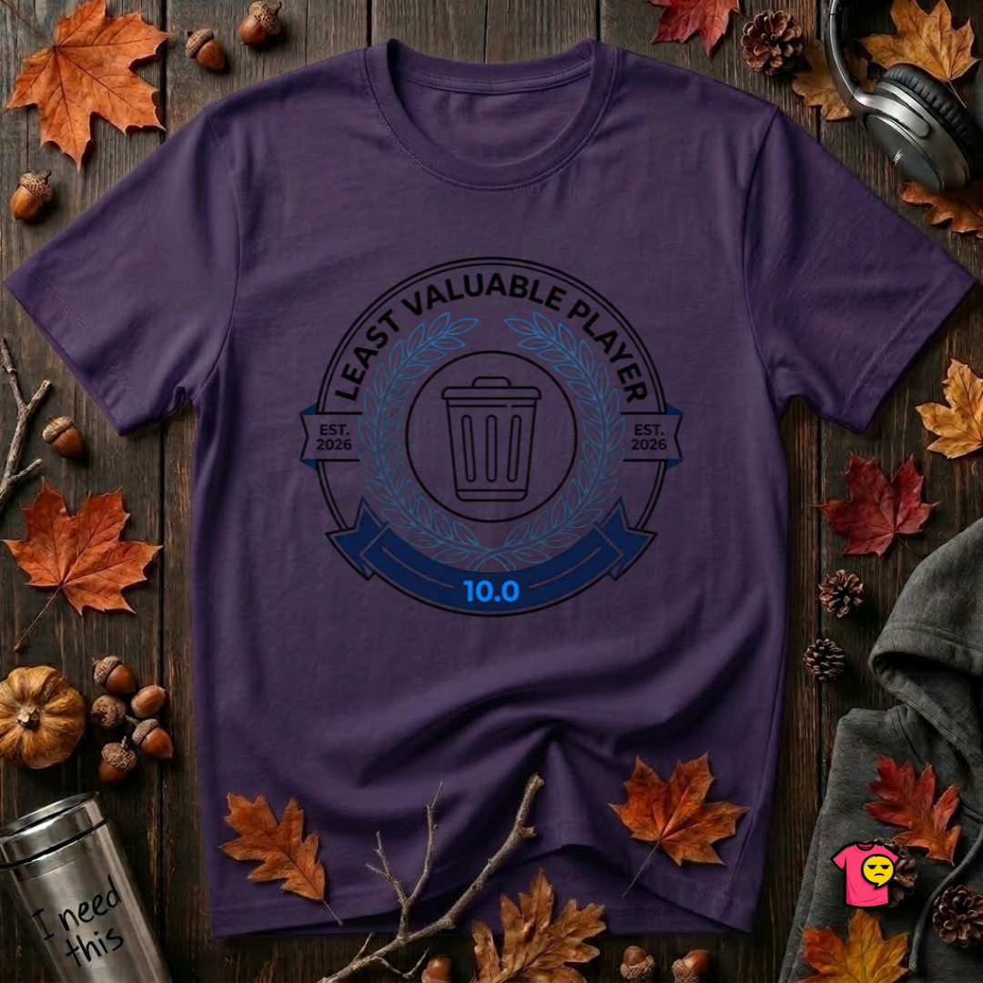 Least Valuable Player sarcastic sports graphic t-shirt in Purple by Snarky Sarks