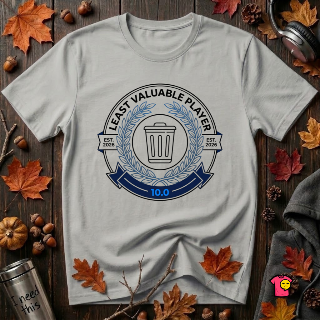 Least Valuable Player sarcastic sports graphic t-shirt in Silver by Snarky Sarks
